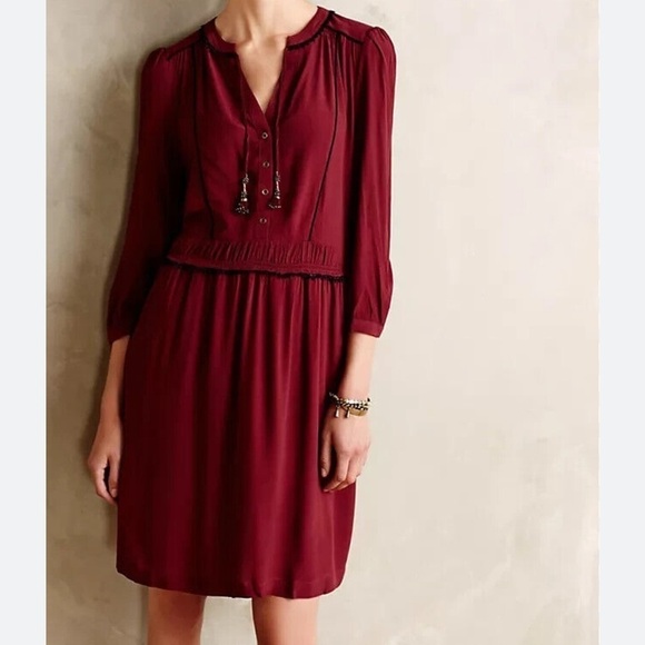 Anthropologie Dresses & Skirts - Anthropologie red long sleeve dress